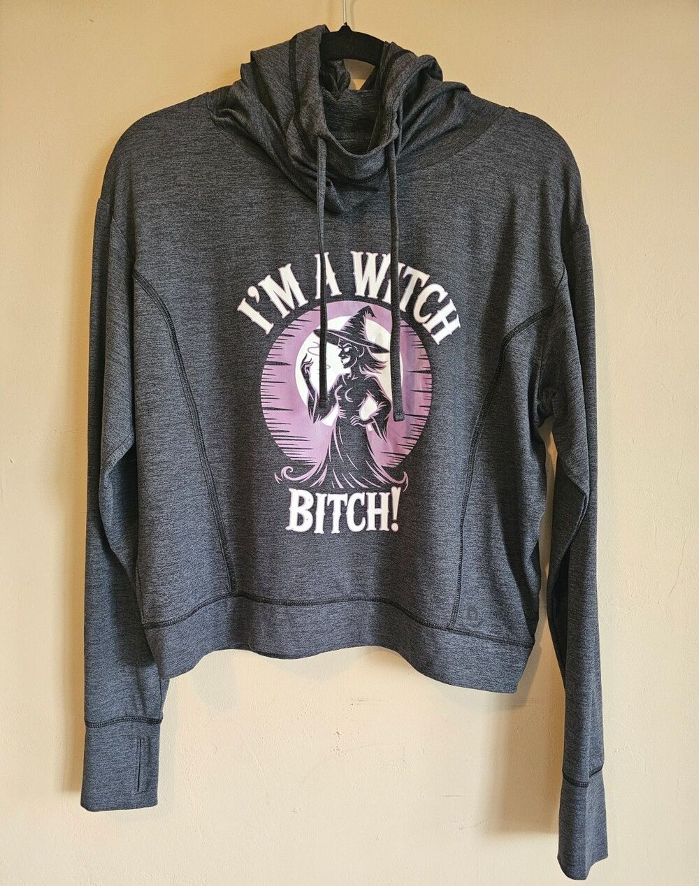 OGIO Longsleeve Dark Gray Hoodie Size S, Witch, Halloween, tunnel neck
